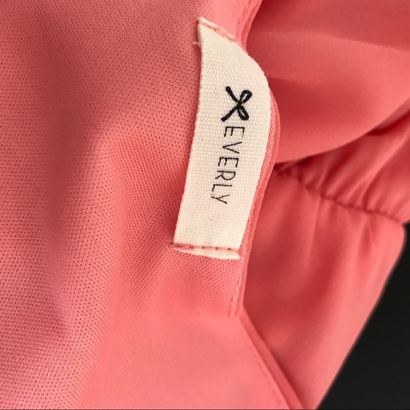 Everly Peach Chiffon Baby Doll Mini Dress Bow Front - Picture 6 of 9